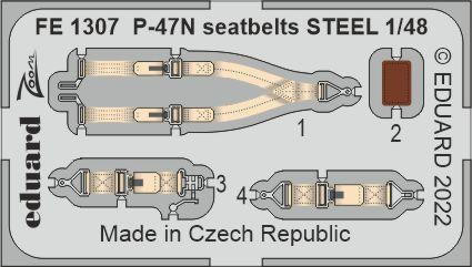 (SO) EDUFE1307 - 1/48 Eduard P-47N seatbelts STEEL