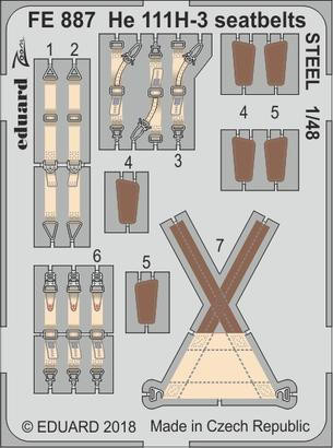 (SO) 1/48 Eduard He 111H-3 seatbelts Steel for ICM