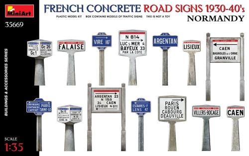 (SO) 1/35 Miniart French Concrete Road Signs 1930-40's. Normandy