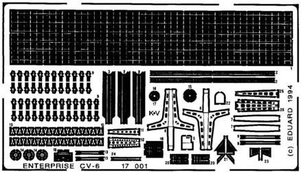 (SO) 1/700 Eduard USS CV-6 Enterprise Photo Etch Set