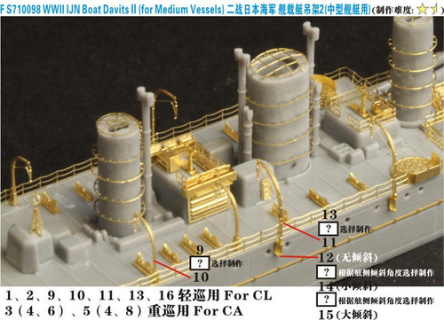 (SO) 1/700 Five Star Models WWII IJN Boat Davits II (for Medium Vessels)