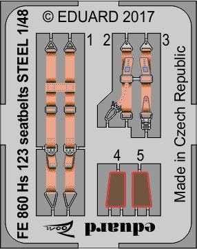 (SO) 1/48 Eduard Hs 123 seatbelts Steel for Gaspatch Models