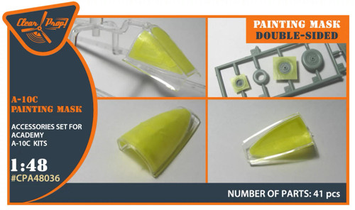 (SO) 1/48 Clear Prop A-10C double-sided painting mask on yellow kabuki paper for ACADEMY