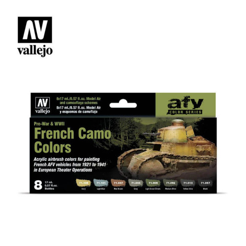 (SO) Vallejo Paint 17ml Bottle French Camo Color Paint Set (8 Colors)