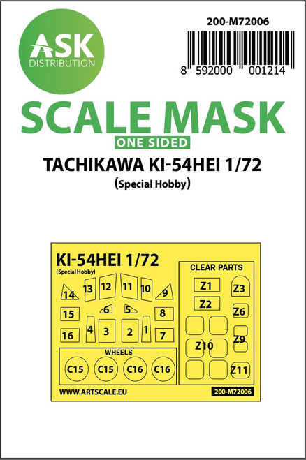 (SO) 1/72 Art Scale Tachikawa Ki-54HEI one-sided painting mask for Special Hobby