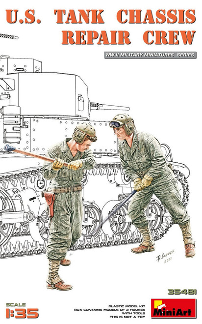 (SO) 1/35 Miniart US Tank Chassis Repair Crew Plastic Model Kit