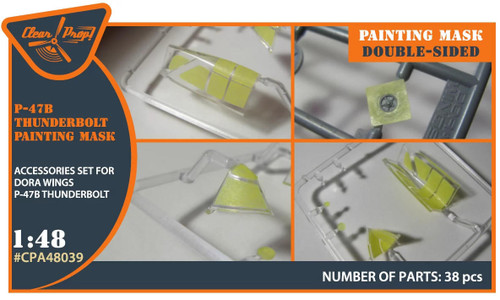 (SO) 1/72 Clear Prop P-47B Thunderbolt double-sided painting mask on yellow kabuki paper for Dora Wings kit