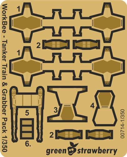 (SO) 1/350 Green Strawberry Photo Etch WorkBee #4 Tanker Train & Grabber Pack