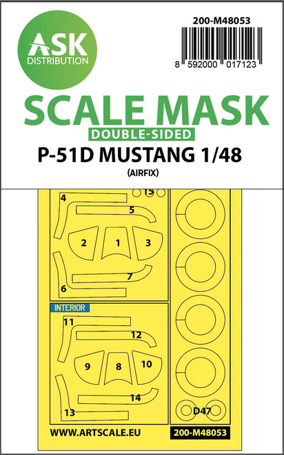 (SO) 1/48 Art Scale P-51D Mustang double-sided mask for Airfix