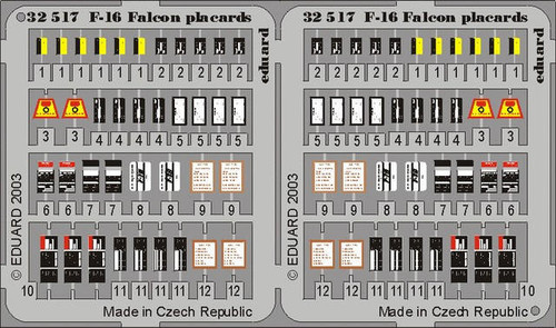 (SO) 1/32 Eduard F-16 Placards for HSG (Pre-Painted)