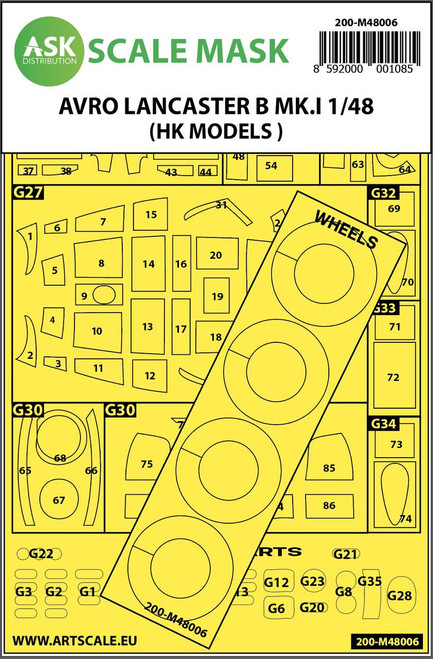 (SO) 1/48 Art Scale Avro Lancaster Mk.I B outside painting mask for HK Models