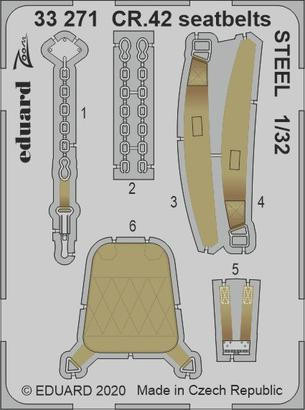 (SO) 1/32 Eduard CR.42 seatbelts Steel for ICM
