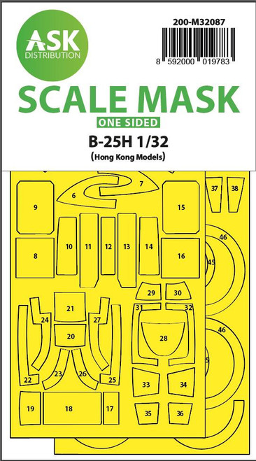 (SO) 1/32 Art Scale B-25H Mitchell one-sided mask for HK Models