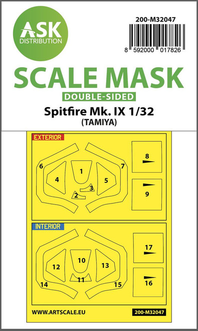 (SO) 1/32 Art Scale Spitfire Mk.IX double-sided masks for Tamiya