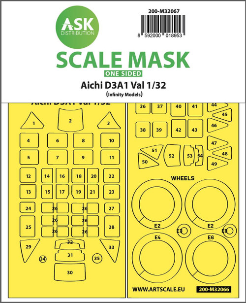 (SO) 1/32 Art Scale Aichi D3A1 Val one-sided express self adhesive mask for Infinity 3206