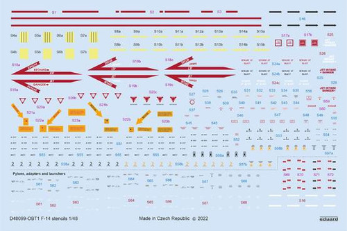 (SO) 1/48 Eduard Decal F-14 stencils for Tamiya