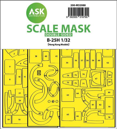 (SO) 1/32 Art Scale B-25H Mitchell double-sided express fit mask for HK Models