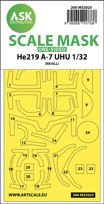 (SO) 1/32 Art Scale Heinkel He 2019A-7 UHU one-sided express masks for Revell