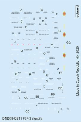 (SO) 1/48 Eduard Decal F6F-3 stencils for Eduard