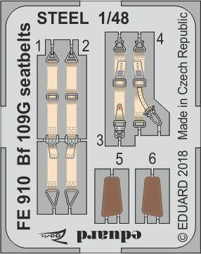 (SO) 1/48 Eduard Bf 109G seatbelts Steel for Eduard