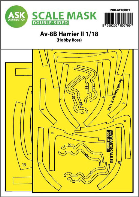 (SO) 1/18 Art Scale Av-8B Harrier II double-sided express fit mask for Hobby Boss