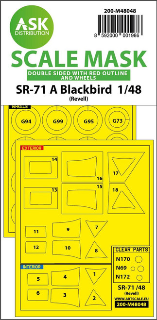 (SO) 1/48 Art Scale SR-71 A Blackbird double-sided incl red lines mask for Revell