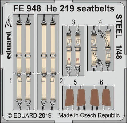 (SO) 1/48 Eduard He 219 seatbelts Steel for Tamiya