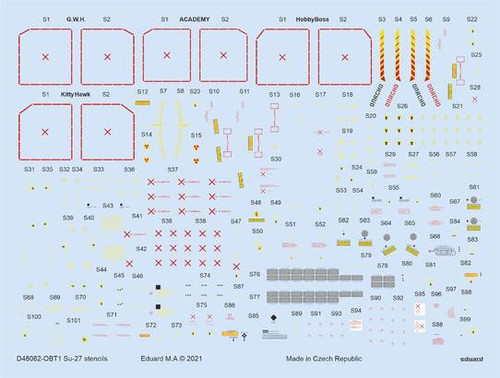 (SO) 1/48 Eduard Decal Su-27 stencils for Academy/Kittyhawk/Hobby Boss/GWH