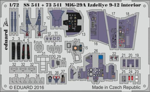 (SO) 1/72 Eduard MiG-29A Izdeliye 9-12 interior for Trumpeter