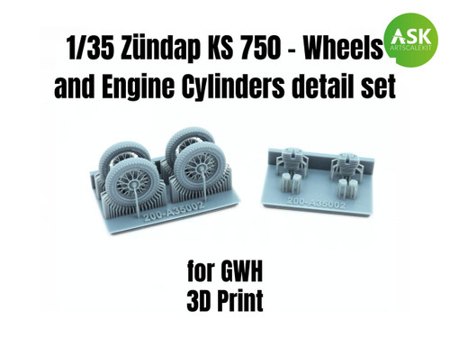 (SO) 1/35 Art Scale Zundap KS 750 - Wheels and Engine Cylinders detail set recommended for GWH
