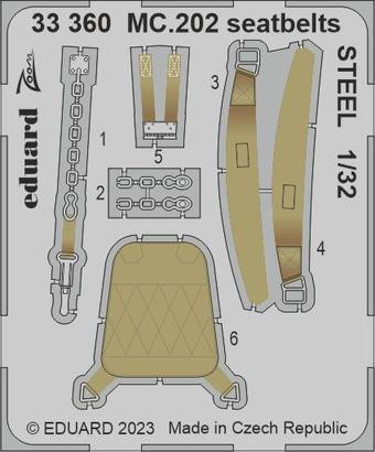 (SO) 1/32 Eduard MC.202 seatbelts STEEL