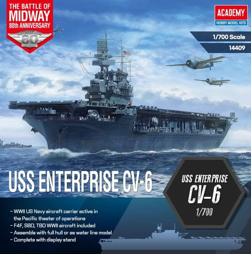 (SO) 1/700 Academy USS CV-6 Enterprise Battle of Midway
