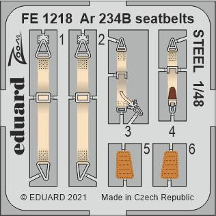 (SO) 1/48 Eduard Ar 234B seatbelts Steel for Hasegawa/Hobby 2000