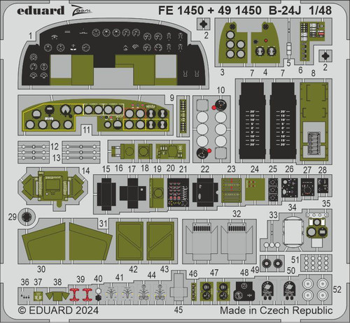 (SO) 1/48 Eduard B-24J cockpit & engines Photo etched set