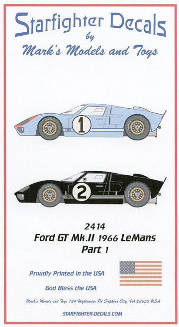 (SO) 1/24 Starfighter Decals Ford GT MK.II LeMans 1966 Pt.1 Cars 1&2