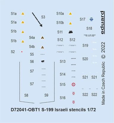 (SO) 1/72 Eduard Decal S-199 Israeli stencils for Eduard
