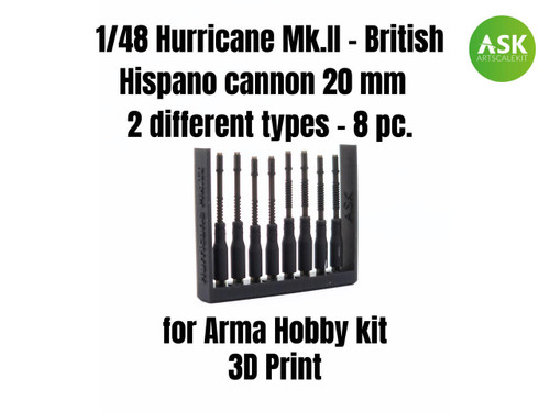 (SO) 1/48 Art Scale Hurricane Mk.II - British Hispano cannon 20 mm - 2 different types - 8 pc.