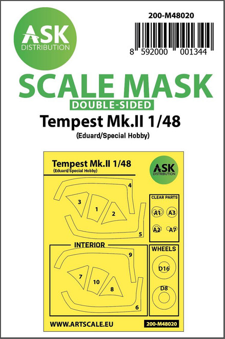 (SO) 1/48 Art Scale Hawker Tempest Mk.II double-sided painting mask for Eduard / Special Hobby