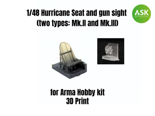 (SO) 1/48 Art Scale Hurricane Seat and gun sight (two types: Mk.II and Mk.III)
