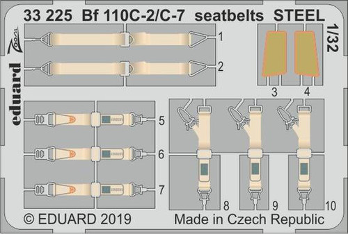(SO) 1/32 Eduard Bf 110C-2/C-7 seatbelts Steel for Revell