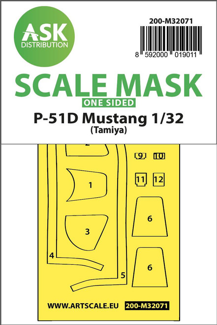 (SO) 1/32 Art Scale P-51D Mustang one-sided fit mask for Tamiya