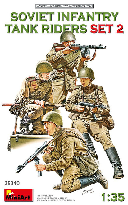 (SO) 1/35 Miniart WWII Soviet Infantry Tank Riders Set 2 (4)