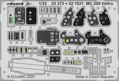 (SO) 1/32 Eduard MC.205 Veltro Photo Etch for ITALERI