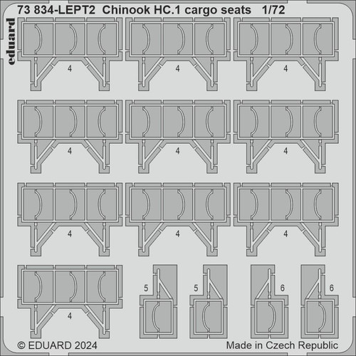 (SO) 1/72 Eduard Chinook HC.1 cargo seats Photo Etch set for AIRFIX