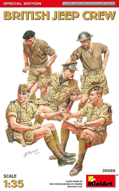 (SO) 1/35 Miniart British Jeep Crew Special Edition Plastic Model Kit