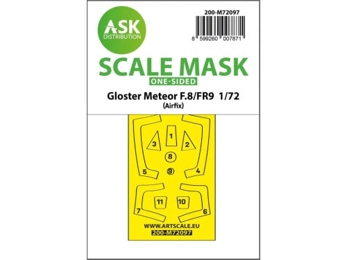 (SO) 1/72 Art Scale Gloster Meteor F.8/F9 one-sided fit express mask for Airfix