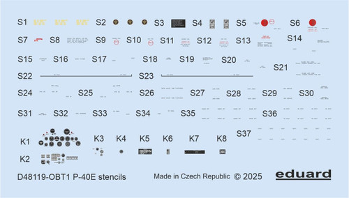 (SO) 1/48 Eduard P-40E stencils DECAL48 for EDUARD kit