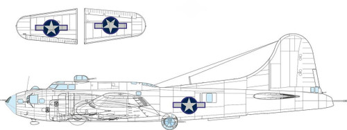 (SO) 1/48 Eduard B-17F US national insignia w/ blue outline Mask for EDUARD