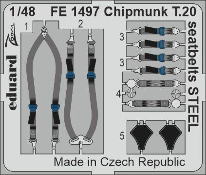 (SO) 1/48 Eduard Chipmunk T.20 seatbelts STEEL Zoom set for AIRFIX
