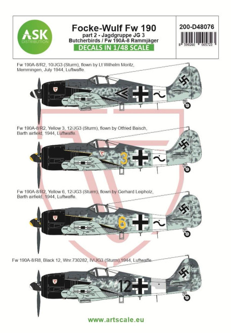 (SO) 1/48 Artscale Focke-Wulf Fw 190A-8/R2 part 2 - JG 3 Butcherbirds / Fw 190A-8 Rammjager